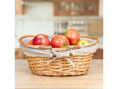 Panier de pique-nique jaune en osier grand extérieur rose avec couvercle isolé grand