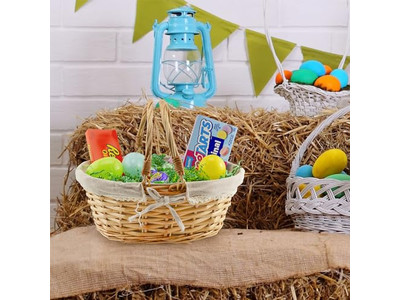 Panier de pique-nique jaune en osier grand extérieur rose avec couvercle isolé grand