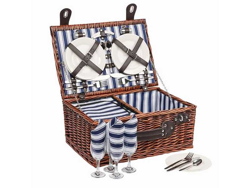 Panier de pique-nique en coton pour enfants, plastique portable isolé, couvercle en bois champignon