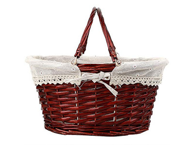 Panier de Pique-nique Isolé Rond en Osier Vintage Prix Gravés Meilleure Doublure