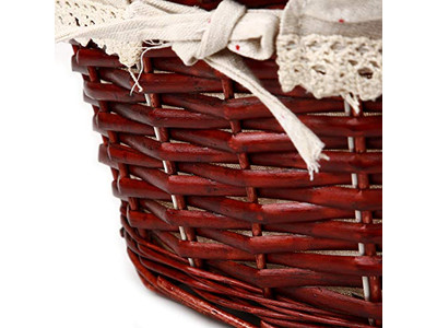 Panier de Pique-nique Isolé Rond en Osier Vintage Prix Gravés Meilleure Doublure