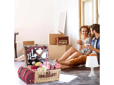 Panier de pique-nique design avec emballage en plastique pour 2 personnes, randonnée, acier inoxydable