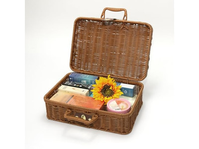 Panier de pique-nique en osier violet pour une personne, couverture portable en bambou vide moderne