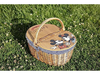 Petit Panier en Herbe de Mer Équipement et Accessoires de Pique-nique Ensemble avec Couvercle en Bois