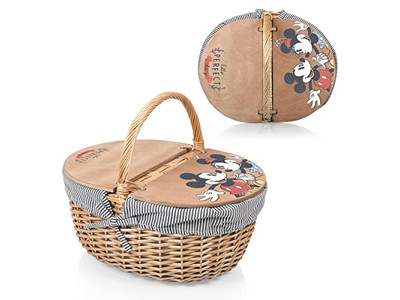 Petit Panier en Herbe de Mer Équipement et Accessoires de Pique-nique Ensemble avec Couvercle en Bois