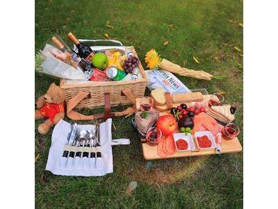 Panier de pique-nique vintage en bois en forme de cœur fait main, grande capacité douce