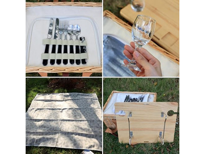 Panier de pique-nique vintage en bois en forme de cœur fait main, grande capacité douce